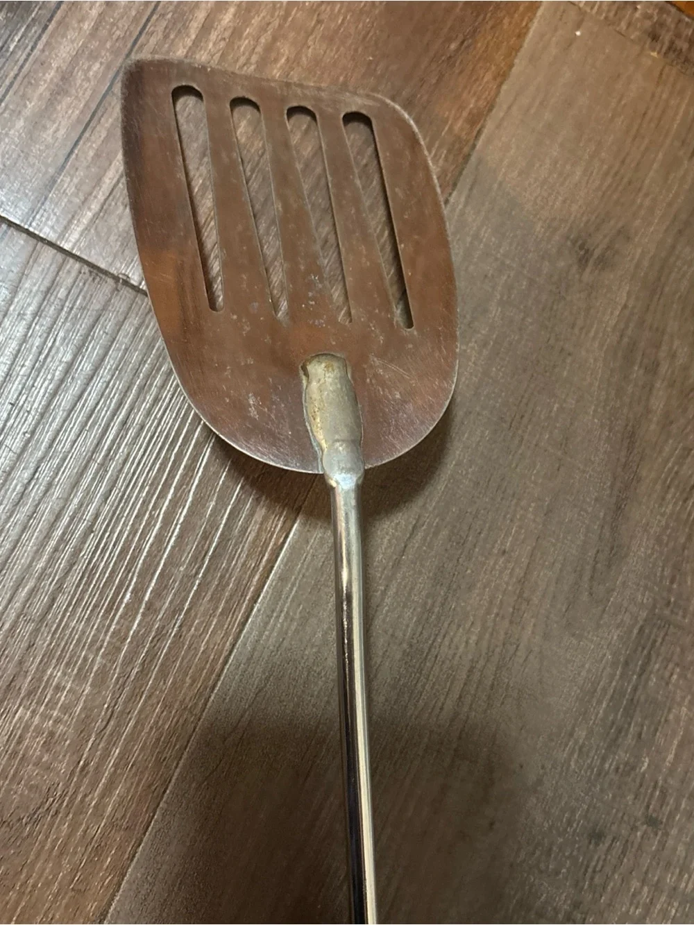 Vtg Ecko Stainless Steel Slotted Spatula with Black Handle